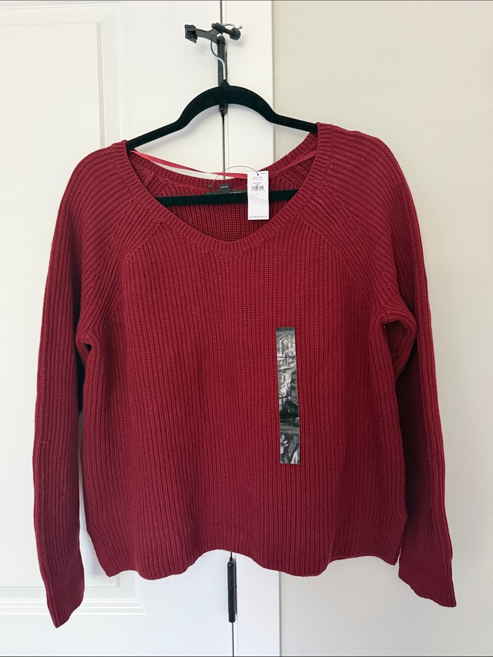 Banana Republic Women's Scoop neck Ribbed Sweater - Burgundy
